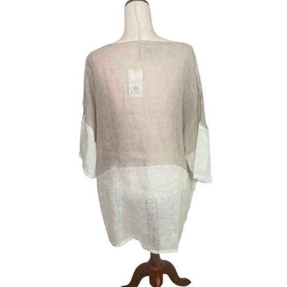 Namsar Lagenlook Natural LinenTunic Top Oversized Sz OS Sheer Neutral Minimalist - Picture 4 of 10